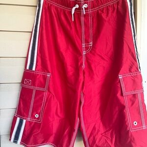 Old navy red swim trunks